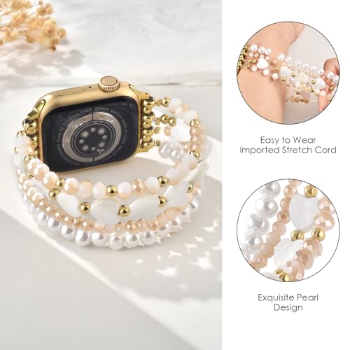 KOREDA Beaded Bracelets Compatible for Apple Watch Band 38mm 40mm 41mm 42mm 44mm 45mm 46mm Women, Fashion Handmade Dressy iPhone Watch Bands Stretchy Strap for iWatch Series 12 11 10 9 8 7 6 5 4 3 2 1 SE - image 2