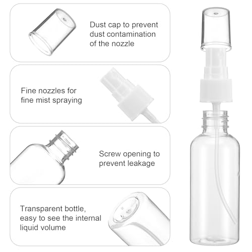 50pcs 2oz Mini Spray Bottles Fine Mist,Mini Clear Small Spray Bottle,Empty Travel Spritz Bottle with Pump Transparent Caps,Reusable Liquid Containers for Essential Oils Perfumes Travel Cosmetics3