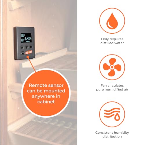 Cigar Oasis Magna 3.0 Cigar Humidor Humidifier - Electric Humidifier for Cigars - LCD Humidity & Temperature Display - Efficient Sensor Controlled Fan - Soft-Touch Button - 10-50 Cubic Ft Cabinet