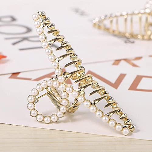 ANNACREATIONS Golden Large Metal Pearl Hair Clutcher hair Claw Hair Accessories For Women Girls (Pack Of 1) Large - Image 2