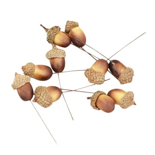 NOLITOY 10pcs Fake Nutty Craft Acorns Lifelike Acorns Fake Fruit Acorns Xmas Acorn Branches Mini Acorns for Crafts Fake Craft Acorns Mini Acorn Picks Simulation Acorn Accessories Natural