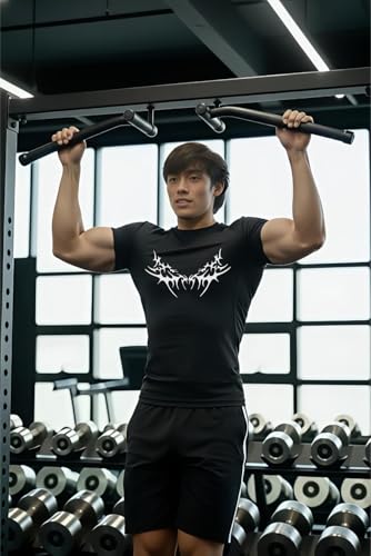 Image of Men Polyster Lycra Printed Half Sleeves Compression T-Shirt for Gym