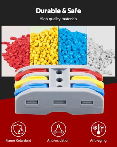 Image of ALITOVE 50pcs Electrical Connectors 3 Port Quick Connect Wire Connector | Compact Inline Terminals, 3 in 3 Out Butt Splice Connector, for Electrical Wire Splicing Project, 28-12 AWG