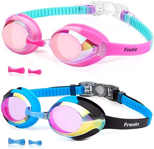 Freela Swim Goggles Swimming Goggles Kids Toddler Boys Girls Children Child Age 6-14 4-7 8-12 3-6 3-5 2-4 8-14 4-12 3-10 4-8 Pool Water Pink Goggles Anti Fog for Swimming Pool Beach Open Water