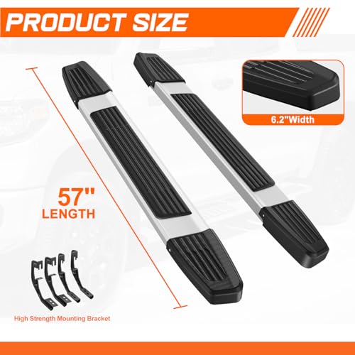 Estribos laterales aluminio 6 pulg Silver para Silverado miniatura 3
