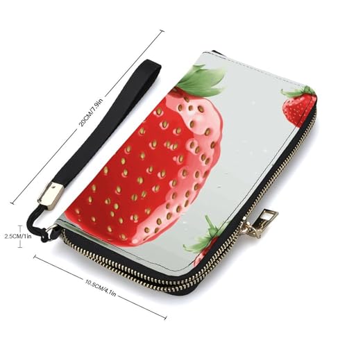 Lovely Strawberry Ladies' Leather Wallet With Hand Strap Slim Vertical Purse Wallets Card Case Long Zip Around Long Wallet Credit Cards Holder Phone Clutch2