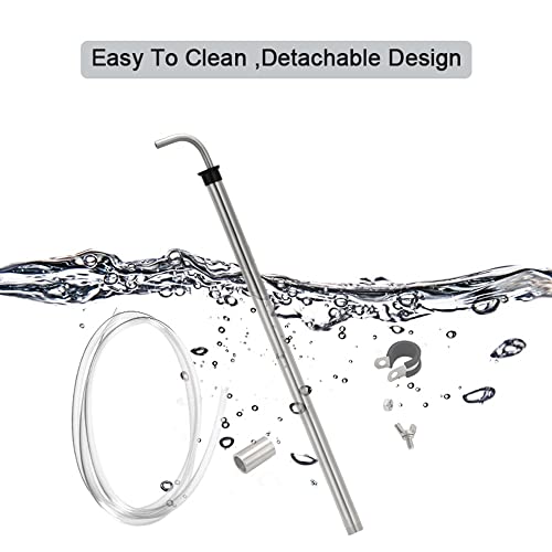 Brewing Auto Siphon, 49.5cm Stainless Steel Siphon Racking Cane with Carboy Clip, Homebrewer Easily Faster Transfer Wort From Container Silver