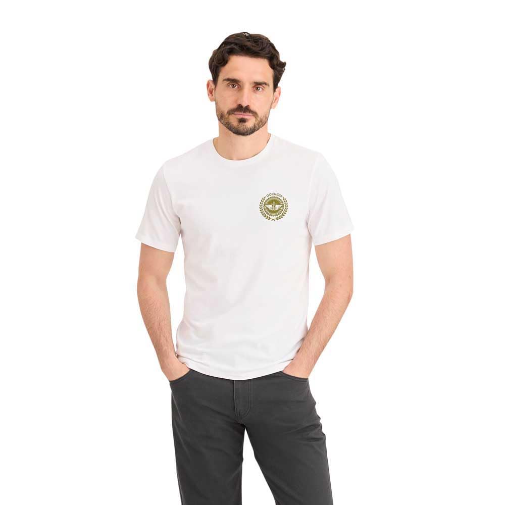 Dockers Men's Tees Graphic Tee, Crest Logo Lucent White (Avocado), XS
