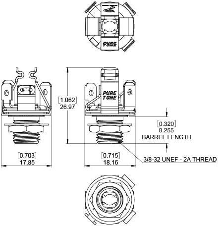 Miniatura 2 de Conector de salida estéreo multicontacto de 14 pulgadas  Níquel negro  Tierra de doble tensión y puntas positivas dobles para una señal óptima tono