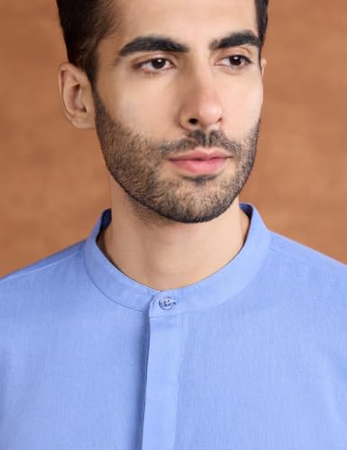 Image of Amazon Brand - Symbol Men's Cotton Blended Full Sleeve Kurta| Regular Fit | Classic Mandrin Collar| Front Half Open | Available in Plus Sizes
