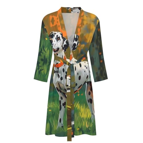 Dalmatian Dog Painting Funny Men's Robe Soft Lightweight Bathrobe Long-sleeve Spa Robes4