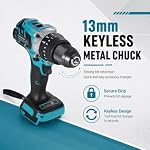 Brushless Cordless Impact Drill for Makita 18V Battery,1300 in-lb(150N.m) Torque,1/2" Driver Drill,Variable Speed Drill Driver Kit with 21-Torque Setting