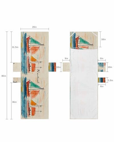 Watercolor Ship Coastal Beach Lounge Chair Towel Cover, Soft Chaise Lounge Towel with Side Pockets Patio Pool Chairs Cover for Beach/Pool Sunbathing 29x85 Summer Beach Nautical Rustic