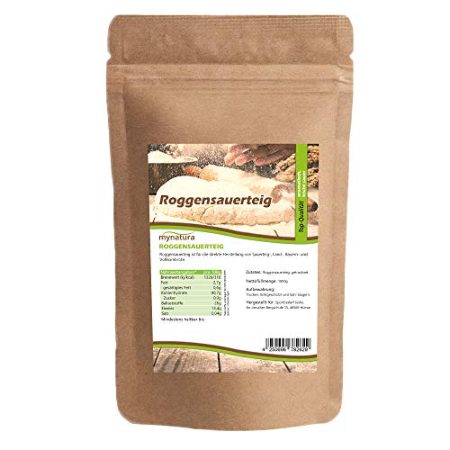 Mynatura Roggensauerteig I Getrocknet I Brot backen I Teigmischung I Roggenteig I Roggen I Sauerteig Pulver I Beutel (1x 1000g) Cover