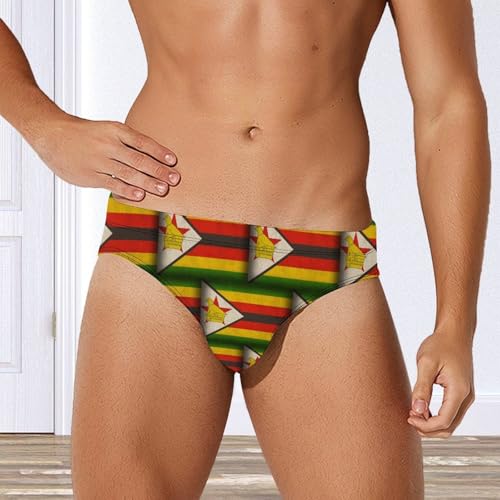 Vintage Zimbabwe Flag Men's Swim Briefs Low Waist Bikini Swimsuit Underwear Beach Swimwear4