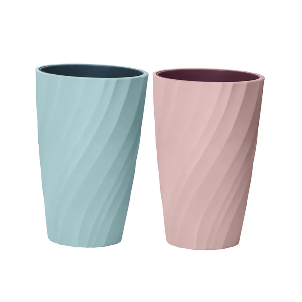 BRIGHTFUFU 2pcs Double Layer Toothbrush Cup Cute Mugs for Bathroom Mouthwash Cup Screw Thread Design