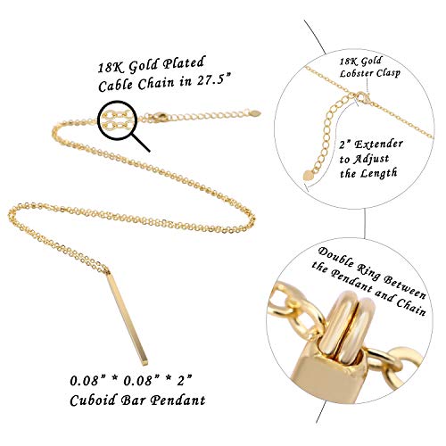 Pernnla Pearl X905-BP-1 18K Gold Long Chain Necklace Vertical Bar Pendant Necklace thumb #2