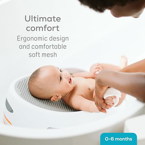 Image of Angelcare Baby Bath Support Bundle, Rinser, Thermometer & Towel, Gray | Soft-touch bath support, rinser, thermometer, and towel create a safe newborn bath routine with easy temperature monitoring.