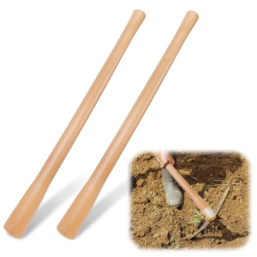 Docik 2 Pcs Pick Axe Handle Replacement, Pick Mattock Handle, Beech Wood, 35 Inch