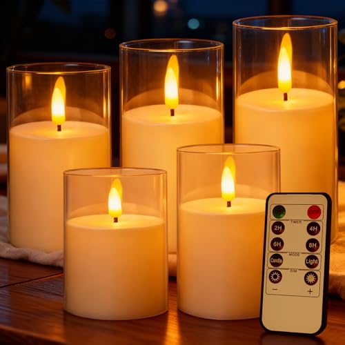 Lista de Velas pilar que Puedes Comprar On-line. 49 5PCS Velas LED Sin Llama, Acrílico Realista Velas de Pilar Sin Llama con Control Remoto, Luz Vela de Lllama Led con Temporizador, Velas Decorativas para Decoración Hogar, Bodas,...