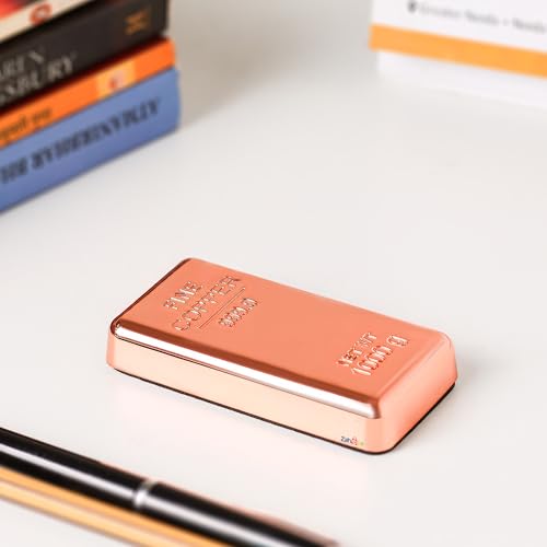 Image of ZAHEPA Realistic Metal Copper Bar Paperweight for Office Table, Fake Copper Biscuit Paper Weight Table Decoration, Prop for Jewellery Shop & Heist Theme, Unique Gift for Home & Office (Pack of 1)