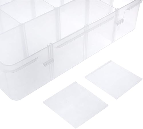 Miniatura 23 de Xiaoyztan Organizador de plástico transparente de 8 rejillas con divisores ajustables, joyero de almacenamiento de cuentas para piezas pequeñas