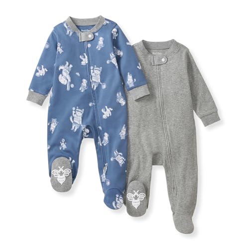 Image of Burt's Bees Baby unisex-baby Sleep & Play, Organic One-piece Romper-jumpsuit Pj, Zip Front Footed Pajama