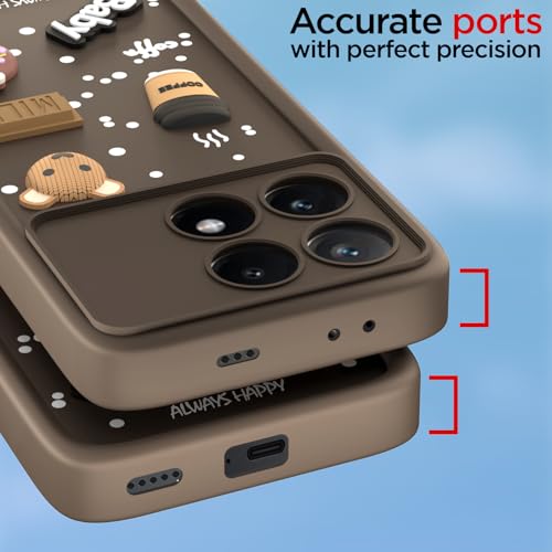 Image of Pikkme Back Cover for Poco X6 Pro 5G | 3D Cartoon Silicone Case Cute & Fun Full Protective Bumper Cover (Brown)
