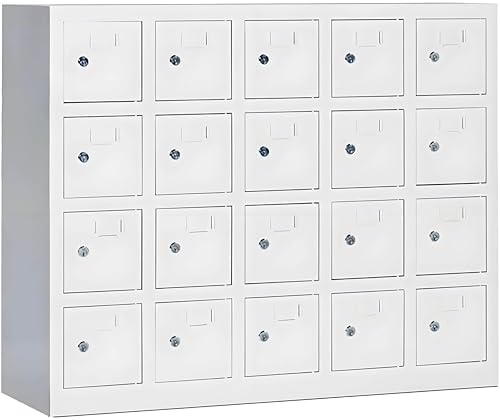 5-Tier Stackable Cell Phone Lockers for Classroom - Easy Assembly Storage Solution for 20 Student Phones, Secure & Organized Mobile Device Management