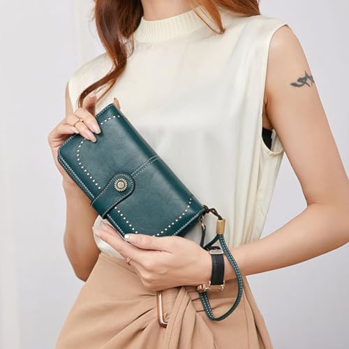 Women's Fashion Zipper Wallet, PU Leather Bifold Cash, Large Wristlet Wallets for Women with Phone Holder2