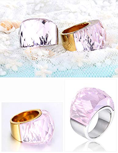 Image of HIJONES Men Women Stainless Steel Cubic Zirconia Royal Crystal Rings Wrap Band Cocktail Style