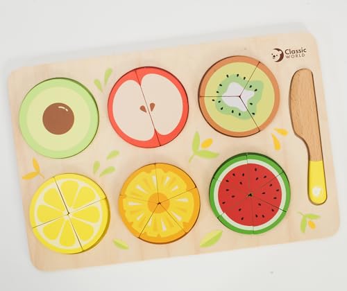 Classic World Fruity Fractions Wooden Fraction Game for Kids, Small - Image 2