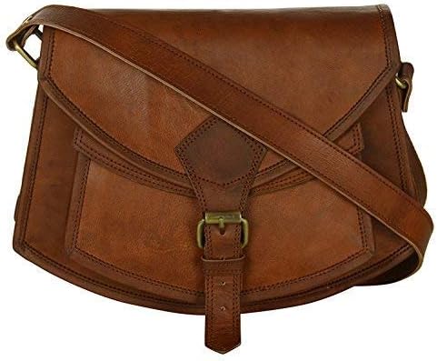 ZiBag Vintage Goat Leather 9" Cross Body Bag Boat Style with Front Pocket Ideal for Fashion Travel Women Gift College Girls Office- Handmade Satchel Sling Shoulder Bag -B02_L