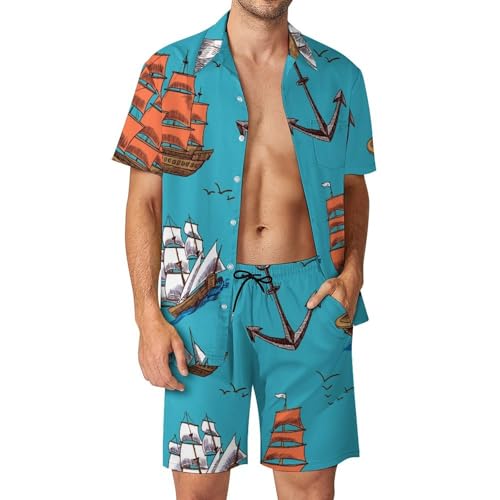 Chemise Hawaïenne Homme Ensemble de plage 2 pièces avec pantalon léger taille S