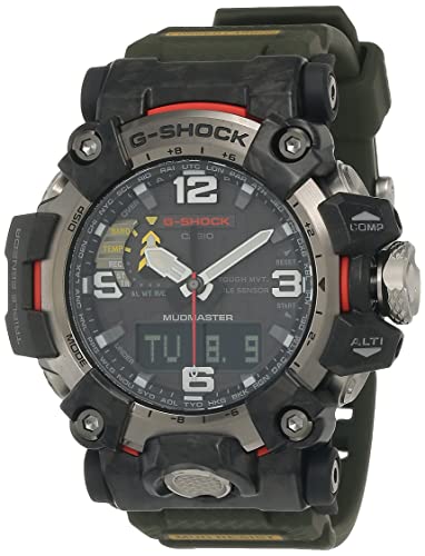 CASIO Men's G-Shock Mudmaster Analog Digital Solar Powered Watch, Black/Silver Dial, Green Band