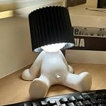 Table Lamp, a Little Shy Man Creative Lamp, Naughty Boy Desk Light, Funny LED Reading Light, Romantic Bedside Lamp, Atmosphere Light for Home Decoration (Black)