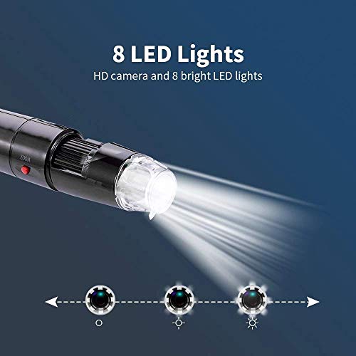 FHISD Vergrößerung Endoskop Digitalmikroskop Zoom HD-Mikroskop USB-Lupe 8 LED-Leuchten Monokularer Betrachtungskopf – Bild 7