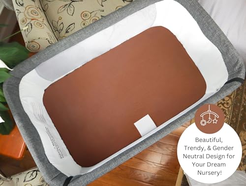 Image of TansyPanda Muslin Bassinet Sheets for Papablic, RONBEI, HARPPA Cuddly, Larex, Whiffee, Mika Micky Baby Bedside Sleeper, 3PC, 19x32in, Ultra Soft, Breathable, Snug Fit, Unisex Boy Girls, Brown