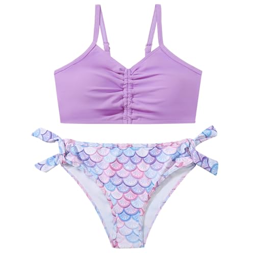 Image of Girls Swimsuit 2 Piece Bikini Bathing Suit with Drawstring Cover Up Girls' Swimwear 9-16 Years