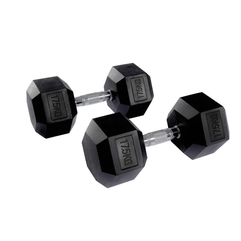 Equipped Gym - Weights Hex Dummbells Pairs. 17.5kg Cast Iron Gym Weights. Gym Equipment For Home And Commercial Use For Both Men And Women.Anti-Rolling Dumbbells for Weight Training