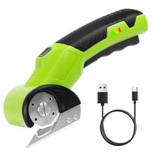 Kartonschneider Elektrischer, Kabelloser Schneider mit Sicherheitsschalter und LED-Leuchte, Rotationsschneider Wiederaufladbar 240 Hüben/Min für Präzises Schneiden von Pappe,Stoff,Teppich,Leder, Filz