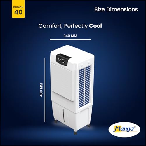 Image of Mango Punch Room Air Cooler Punch 40i |2000 m /hr Air Delivery | Honeycomb Pads | Auto Swing | Castor Wheels | For Rooms up to 235 Sq Ft (35L)