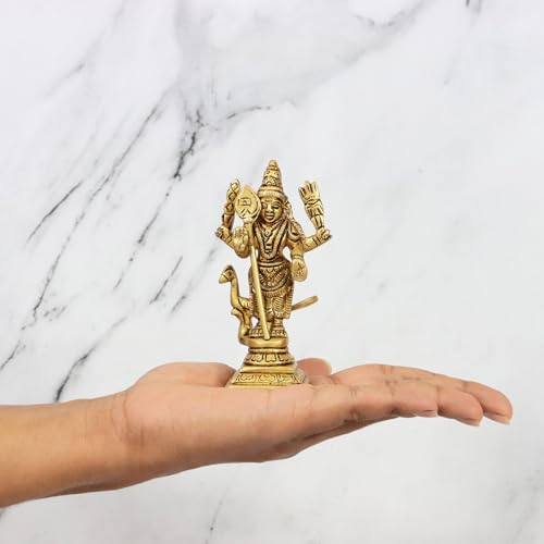 Estatua tradicional de Murugan de latón 4 pulgadas miniatura 7