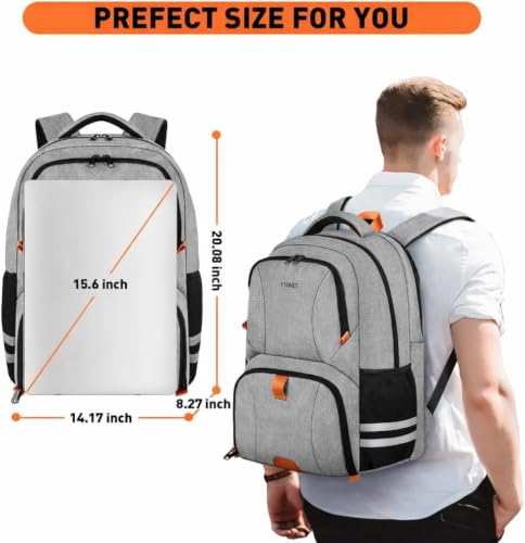 Image of Ytonet Gym Backpack for Men Women, Backpack for Men with Shoe Compartment | Water Resistant Workout Sports Bag Fits 15.6 Inch Laptop for Sports Camping Hiking Grey