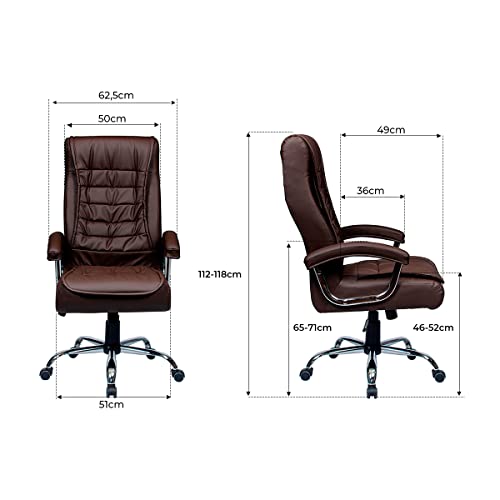 Cadeira de Escritório Presidente Munique Marrom - Mola Ensacada - Original Conforsit