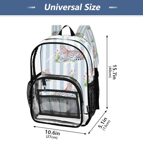 Clear Backpack for School Striped Background Leopard Pattern Transparent Bookbag for Girls See Through PVC Boy Backpacks4