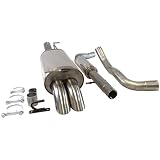 Supersport Edelstahl Auspuffanlage 63,5mm passend für AUDI A3 I 3+5-Türer, Typ(en) 8L, 1.6, 1.8, 1.8T(Otto 74, 75, 92, 98, 110KW) 1.9TDi (Diesel 66, 74KW), Bj. 08/96-04/03, Frontantrieb, Endrohr(e) 2x 76mm nach unten gebogen - inkl. Auto Staubsauger Fugendüse