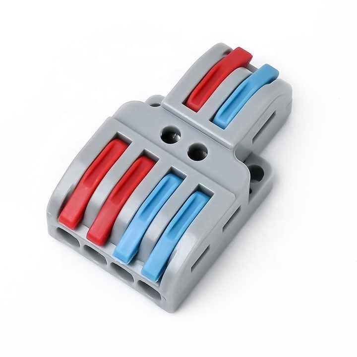 Image of ZIVIK 2 In 4 Out Wire Connector Jointer, 20 Pcs Push In Electrical Connectors, Lever Connectors Nuts, Assorted Conductors, Compact Lever Cable Connectors,Plug-in Connector 2-in 4-out (20, 2 In 4 Out)