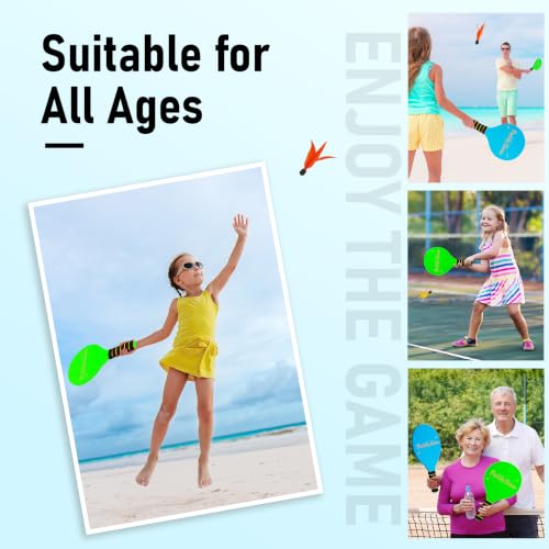 Image of EVERICH TOY Paddle Ball Set - Indoor & Outdoor Racket Game for Kids, Teens, and Adults, Badminton & Camping Games Essentials, Fun for Beach, Yard, and Lawn Play All Year Round