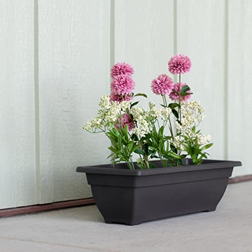 Backyardbounty Rectangle Planter Box, 24 Inch Indoor/Outdoor Rectangular Planter, Durable Uv Resistant, 4 Gallon Plastic Window Box Trough, Use For Herbs, Succulents, Vegetables (Grey | 4 Pack) #TOP1